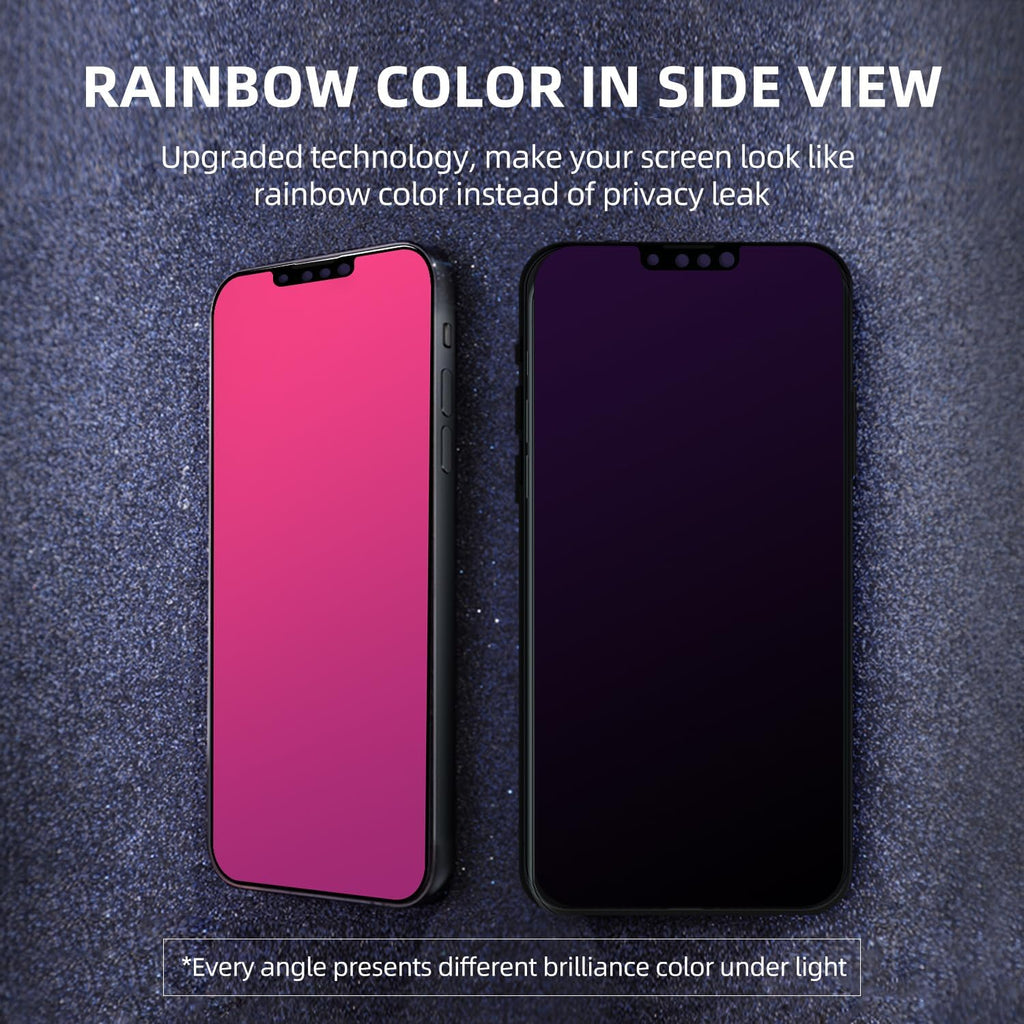 EGKimBa compatible with iPhone 14 Plus or iPhone 13 Pro Max Privacy Screen Protector, 6.7 inch Gradient Colorful Electroplated Anti-Spy Anti-Blue Light Easy Installation Tempered Glass