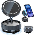 Vacuum Magnetic Phone Holder, Suction Cup Phone Mount for Car [80 LBS Strongest Suction & 2400gf Strongest Magnetic] 3s Fast Install, 360 Rotatable Phone Stand for iPhone Android Mirror & Gym