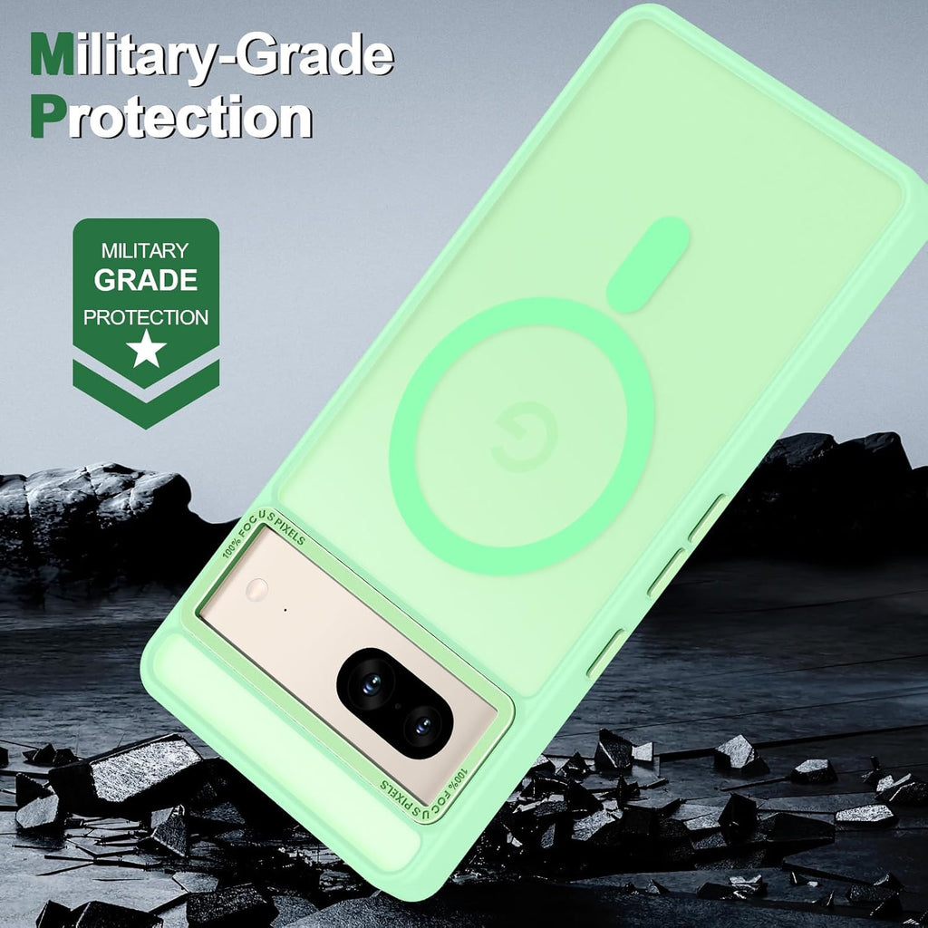 Magnetic for Google Pixel 7 Case, [Military Grade Drop Protection] [Compatible with MagSafe] Shockproof Slim Translucent Matte Anti-Slip for Women Girls Men Case, Matcha Green