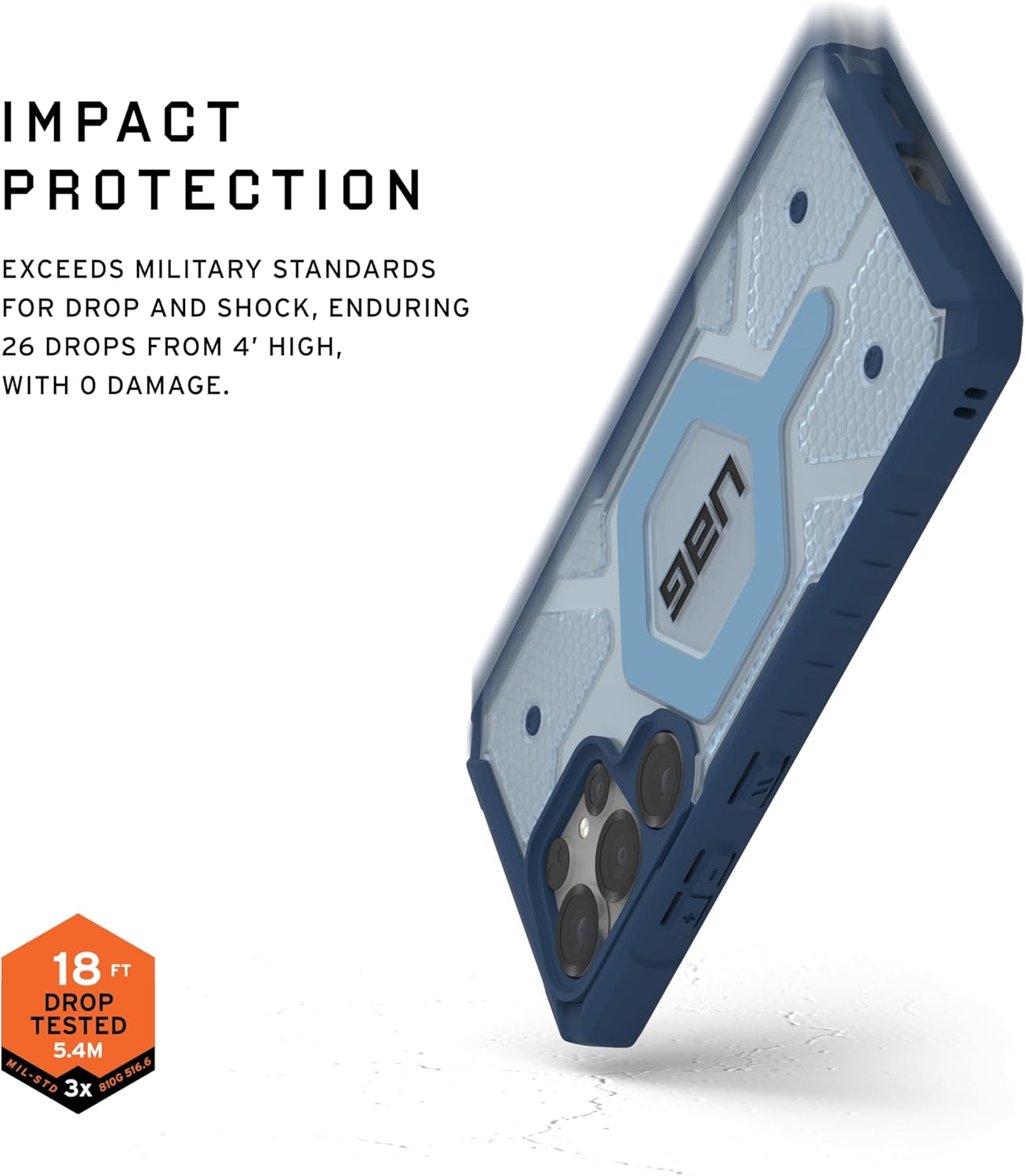 URBAN ARMOR GEAR UAG Designed for Samsung Galaxy S25 Ultra Case 6.9" Pathfinder Clear Bundle with Wrist Lanyard - Compatible with Magnetic Charging Luminous Glow in The Dark Protective Cover, Blues