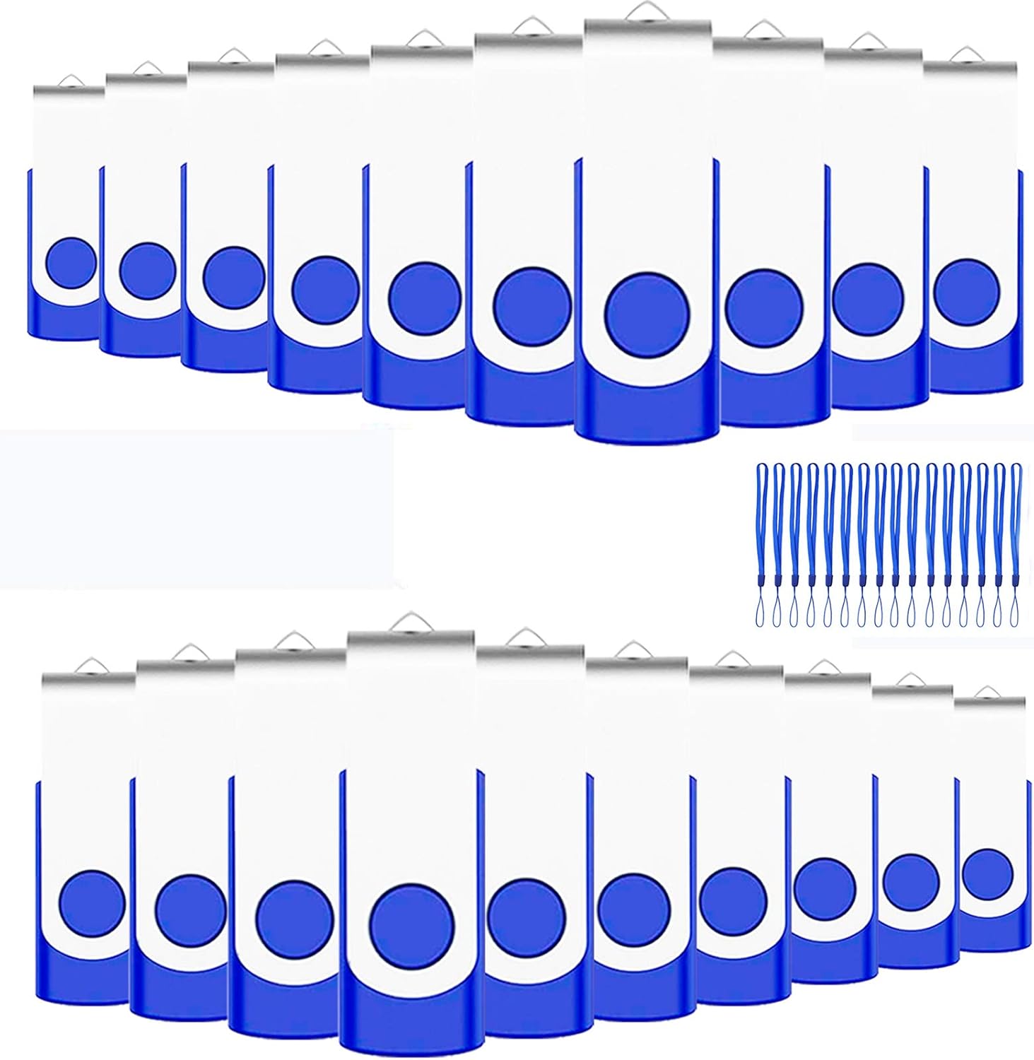 8GB USB Bulk Flash Drives 100 Pack, EASTBULL USB 2.0 Flash Drive Bulk Thumb Drive Pack Memory Stick Swivel Pen Drives (Blue)