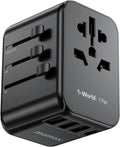 MOMAX European Travel Plug Adapter, Worldwide All in One Travel Adapter, International Power Adapter Wall Charger with 3 USB A and 1USB C Charging Ports for Travel Essentials (Type C/G/A/I)