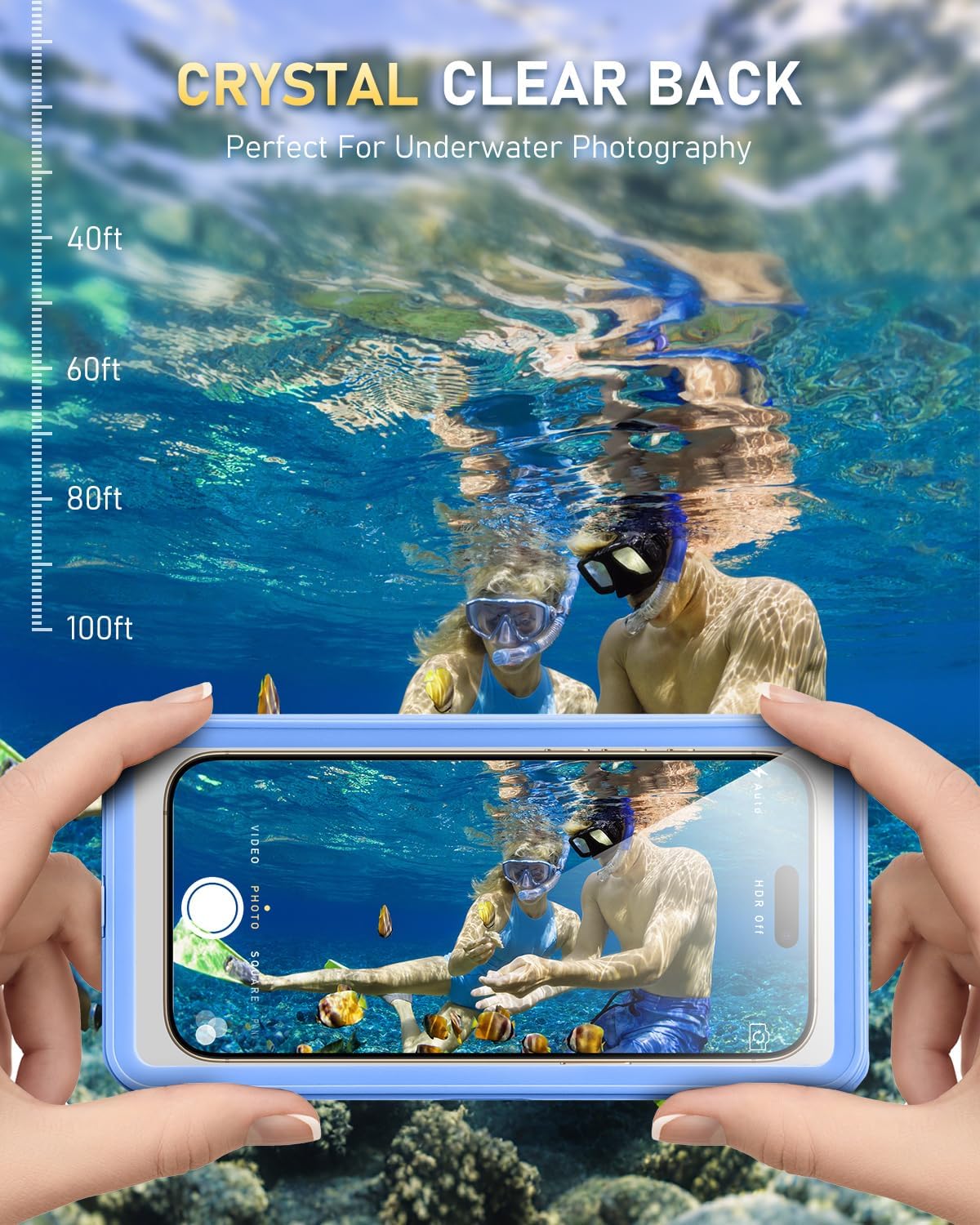 Waterproof Phone Pouch,IPX8 Waterproof Phone Case for Beach & Floating Essentials,Phone Waterproof Pouch with Lanyard, Universal Case Up to 6.9" for iPhone,Samsung (Blue)