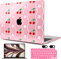 MEEgoodo Case for M4/M3/M2 MacBook Air 13.6 inch Case 2025 2024 2022, Fit Model A3240/A3113/A2681, Laptop Hard Shell with Keyboard Cover Compatible with MacBook Air 13 inch, Sweet Cherries