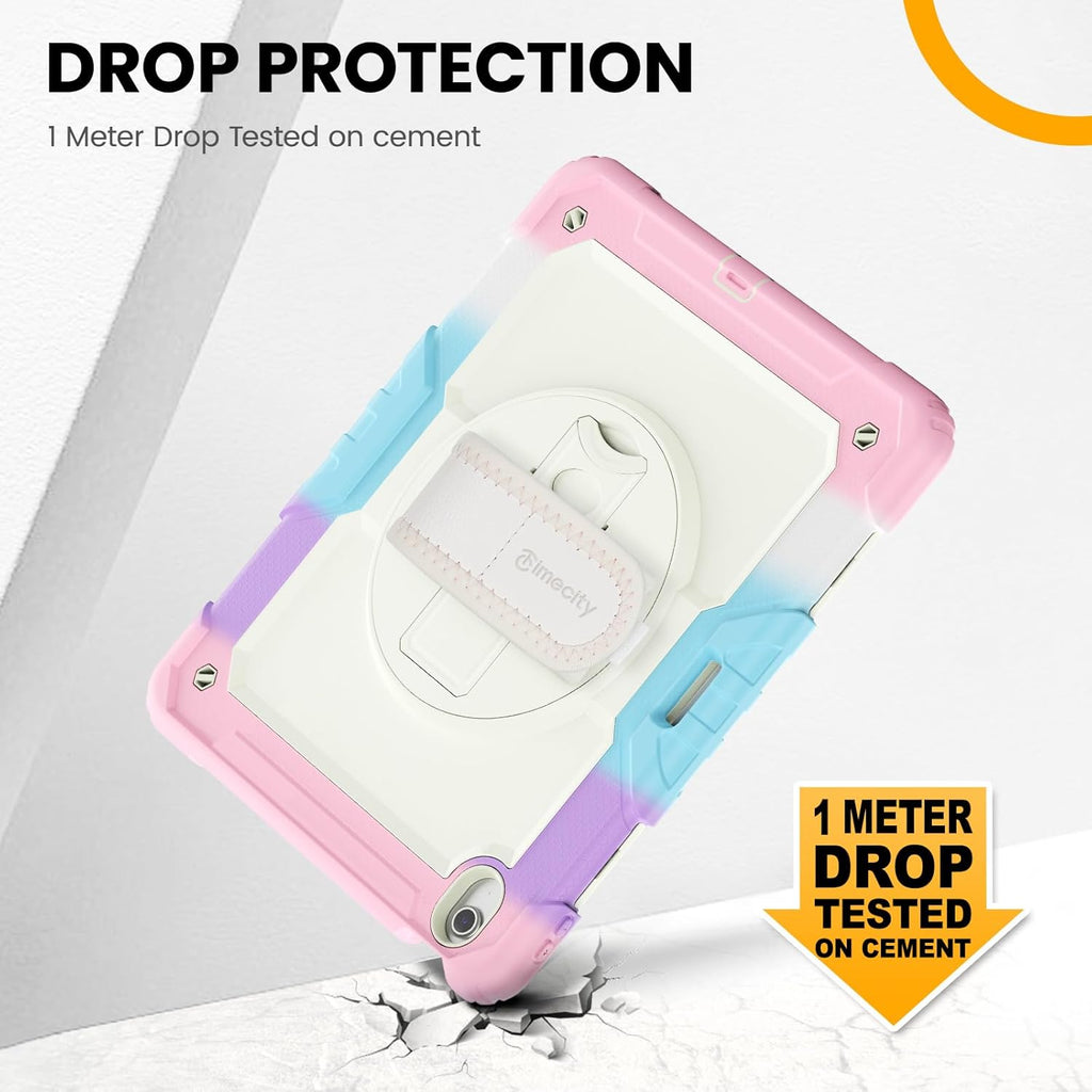 timecity for iPad (A16) 11th/ 10th Generation Case 11''/ 10.9 Inch (2025/2022) - Heavy Duty Protective Cover with Screen Protector, Stand, Shoulder Strap & Pencil Holder | Kids-Friendly - Pink Camo