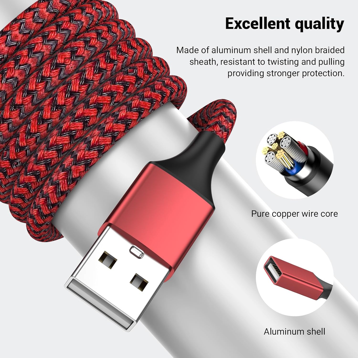 1FT USB Splitter 3 in 1 Out, A Male to 3 Female Extension Cable, USB Y Splitter Support Charging and Data Transfer for TV/PC/Laptop/MacBook/Keyboard/ PS4/ PS5/ Flash Drive/LED Etc.(Red)