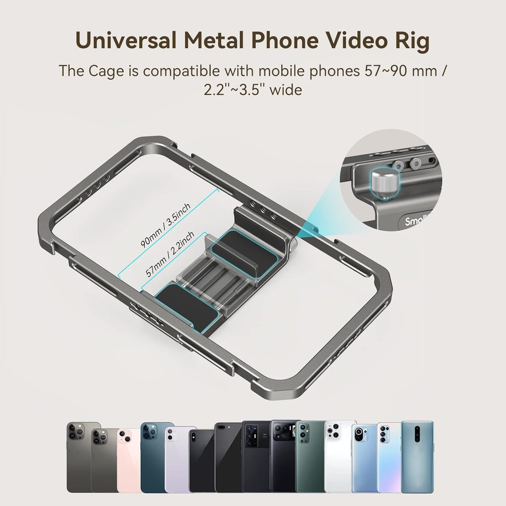 SmallRig Universal Phone Cage, Smartphone Video Rig Kit with Handles, Handheld Filmmaking Vlogging Case Stabilizer for Videomaker, for iPhone for Samsung for Pixel and Other Android Phones