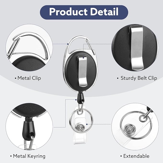 80 Pack Badge Reels Retractable ID Badge Holder - Image 4