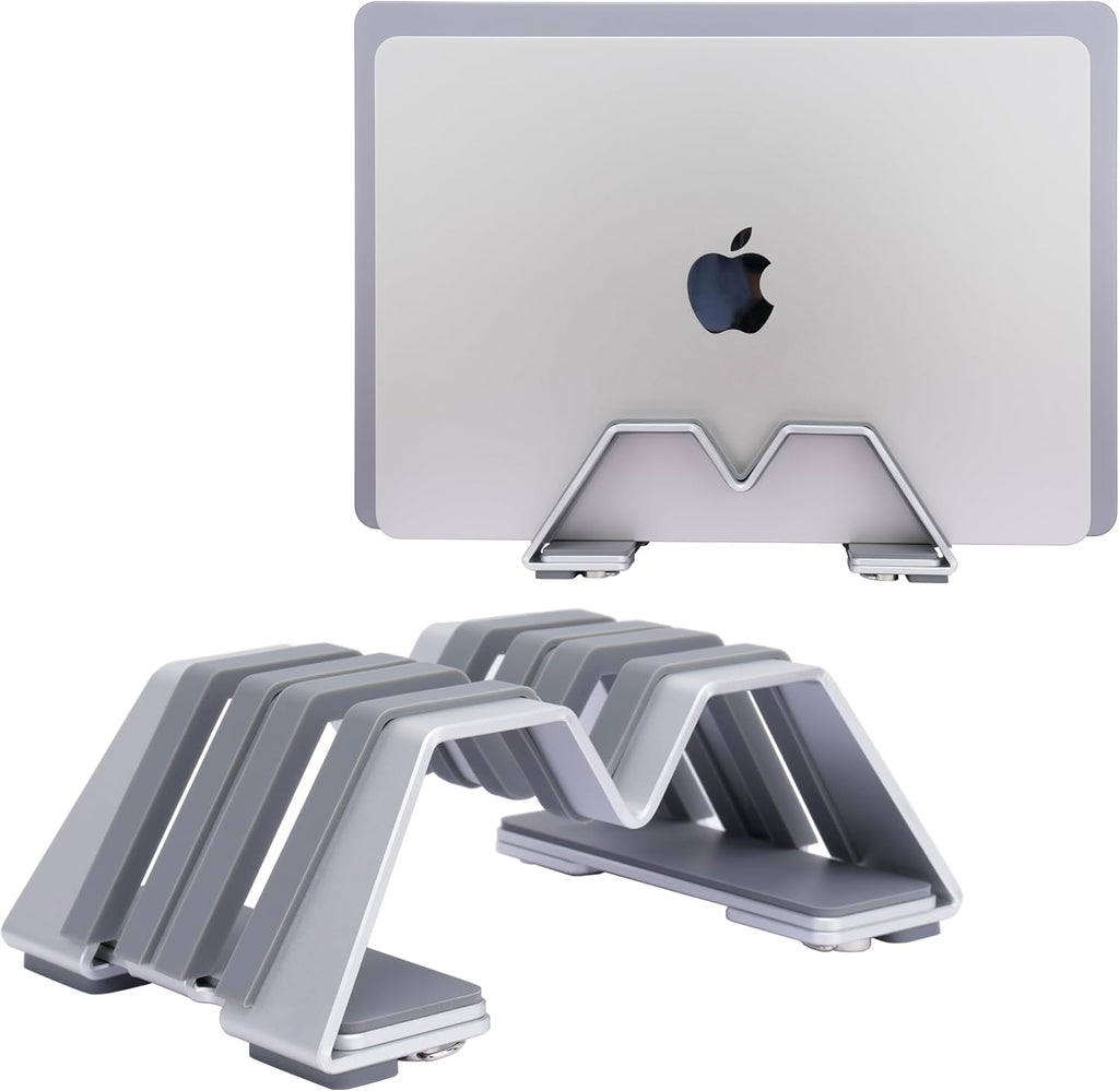Adjustable Dual Vertical Laptop Stand - Supports 2 Devices Holder, Fit for All Laptops(10-30mm Thickness) - Fashion Design, Adjustable Width, Anti-Slip & Scratch-Resistant, Patented Design