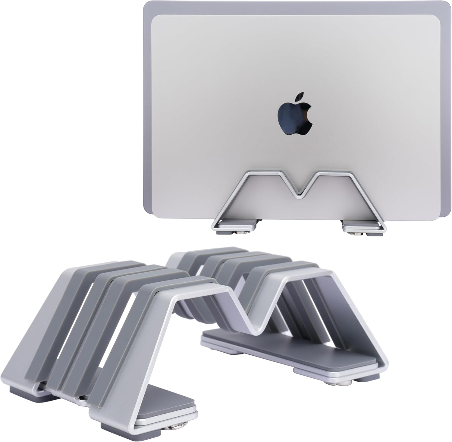 Adjustable Dual Vertical Laptop Stand - Supports 2 Devices Holder, Fit for All Laptops(10-30mm Thickness) - Fashion Design, Adjustable Width, Anti-Slip & Scratch-Resistant, Patented Design