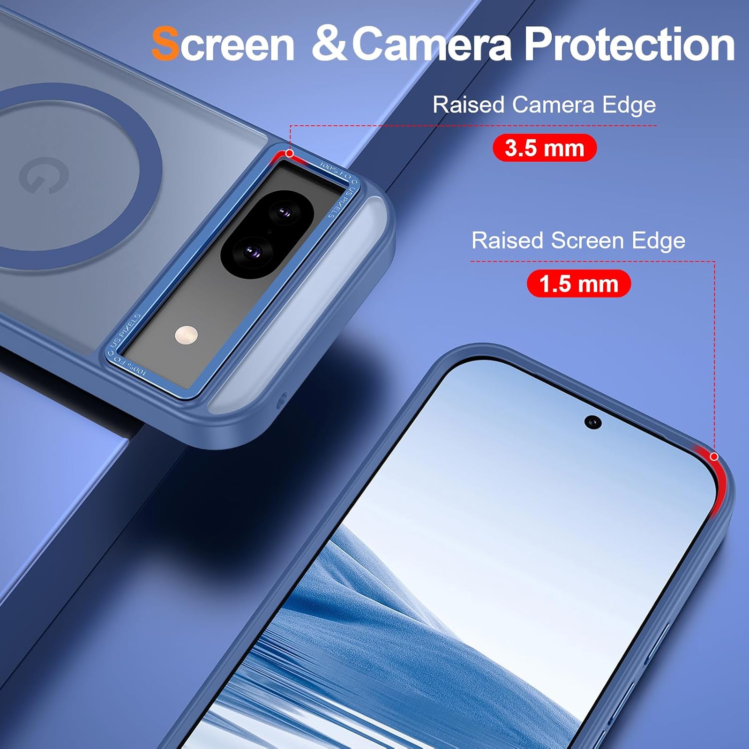 Magnetic for Google Pixel 8a Case, [Military Grade Drop Protection] [Compatible with MagSafe] Shockproof Slim Translucent Matte Anti-Slip for Women Girls Men Case, Blue