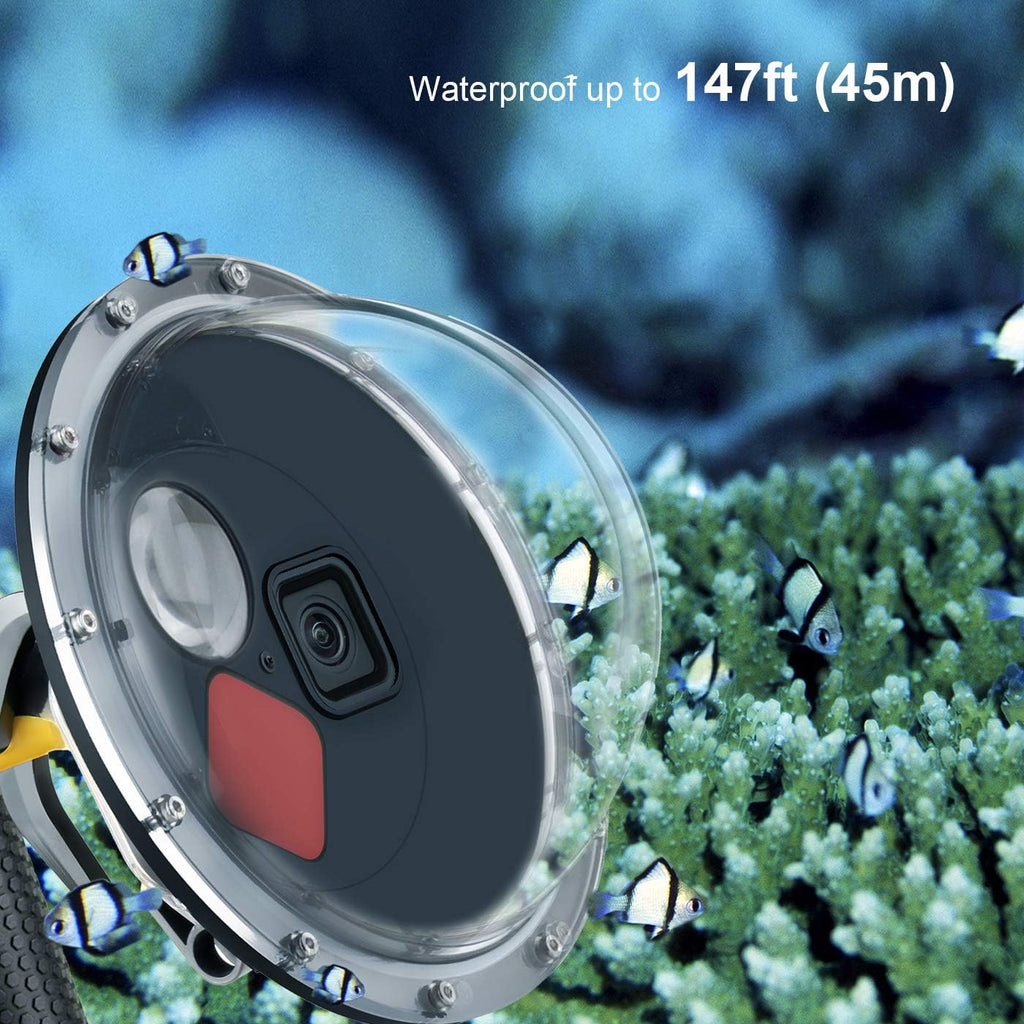 Dome Port for GoPro Hero 13 12 11 10 9 Black, Dome Port Lens with Waterproof Housing Case, Trigger, Floating Hand Grip, Built-in Switchable Red Filter and 10x Macro Filter