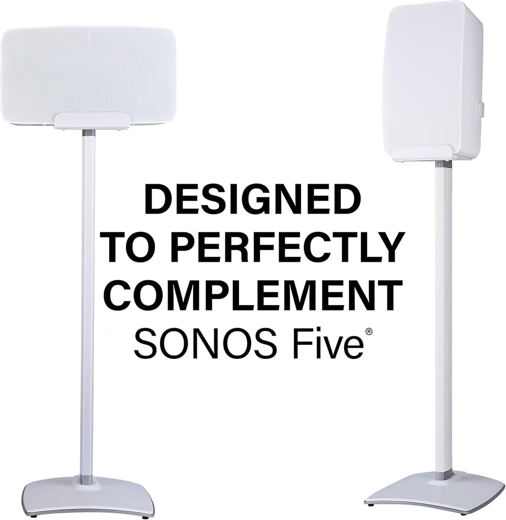 Sanus Wireless Speaker Stand for Sonos Five and Sonos Play:5 - Audio Enhancing Design for Vertical & Horizontal Audio with Built-in Cable Management & Premium Alloy Materials - OSS52 (White)