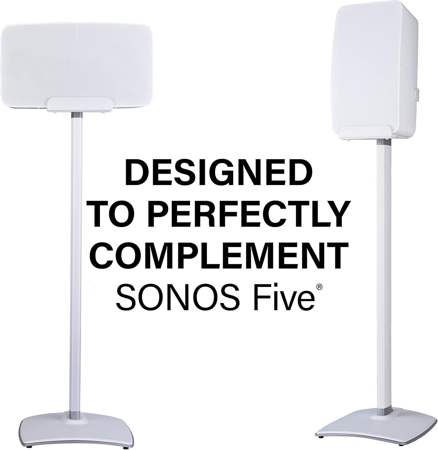 Sanus Wireless Speaker Stand for Sonos Five and Sonos Play:5 - Audio Enhancing Design for Vertical & Horizontal Audio with Built-in Cable Management & Premium Alloy Materials - OSS52 (White)