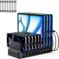 USB C Charging Station for Multiple Devices, 10-Port 100W Charging Dock, with Adjustable Dividers, USB-C Power Hub, Compatible with iPhone/Samsung/Google/Tablets/USB Devices (with 10 Cables)