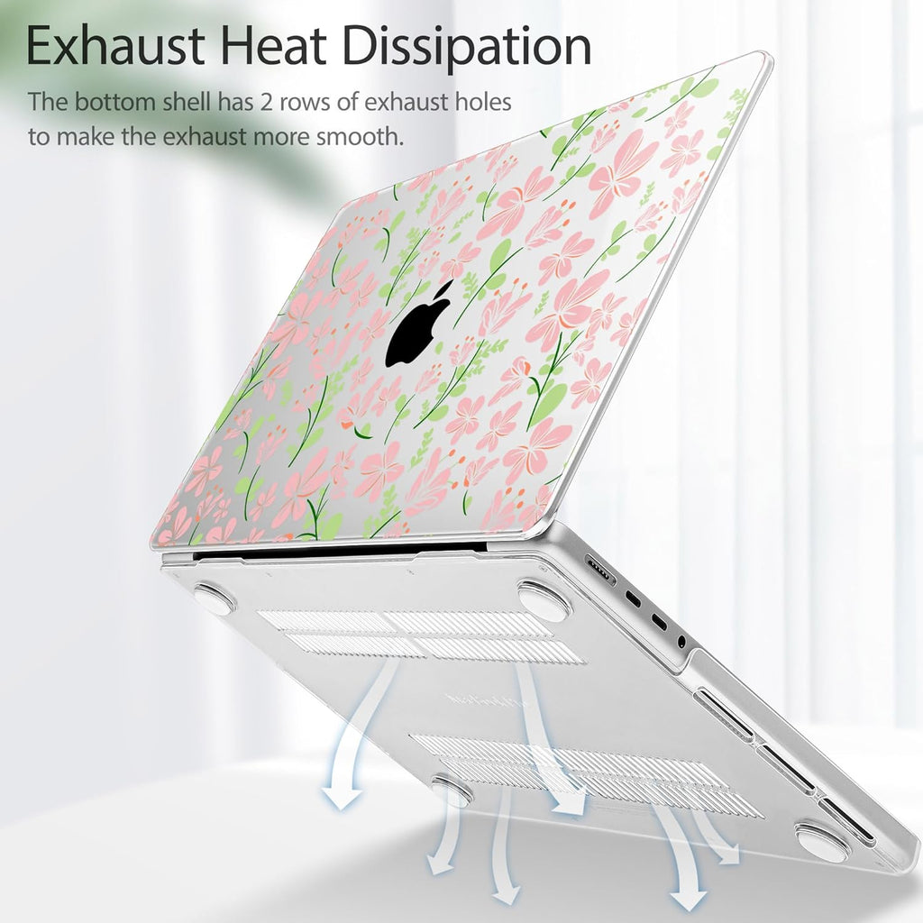 Tuiklol for MacBook Pro 14 Inch Case 2024-2021 Release M4 A3112 A3401 A3185/M3 A2918 A2992/M2 A2779/M1 A2442 Pro/Max,Hard Shell Case with Keyboard Cover & Screen Protector for Touch ID,Unique Flower