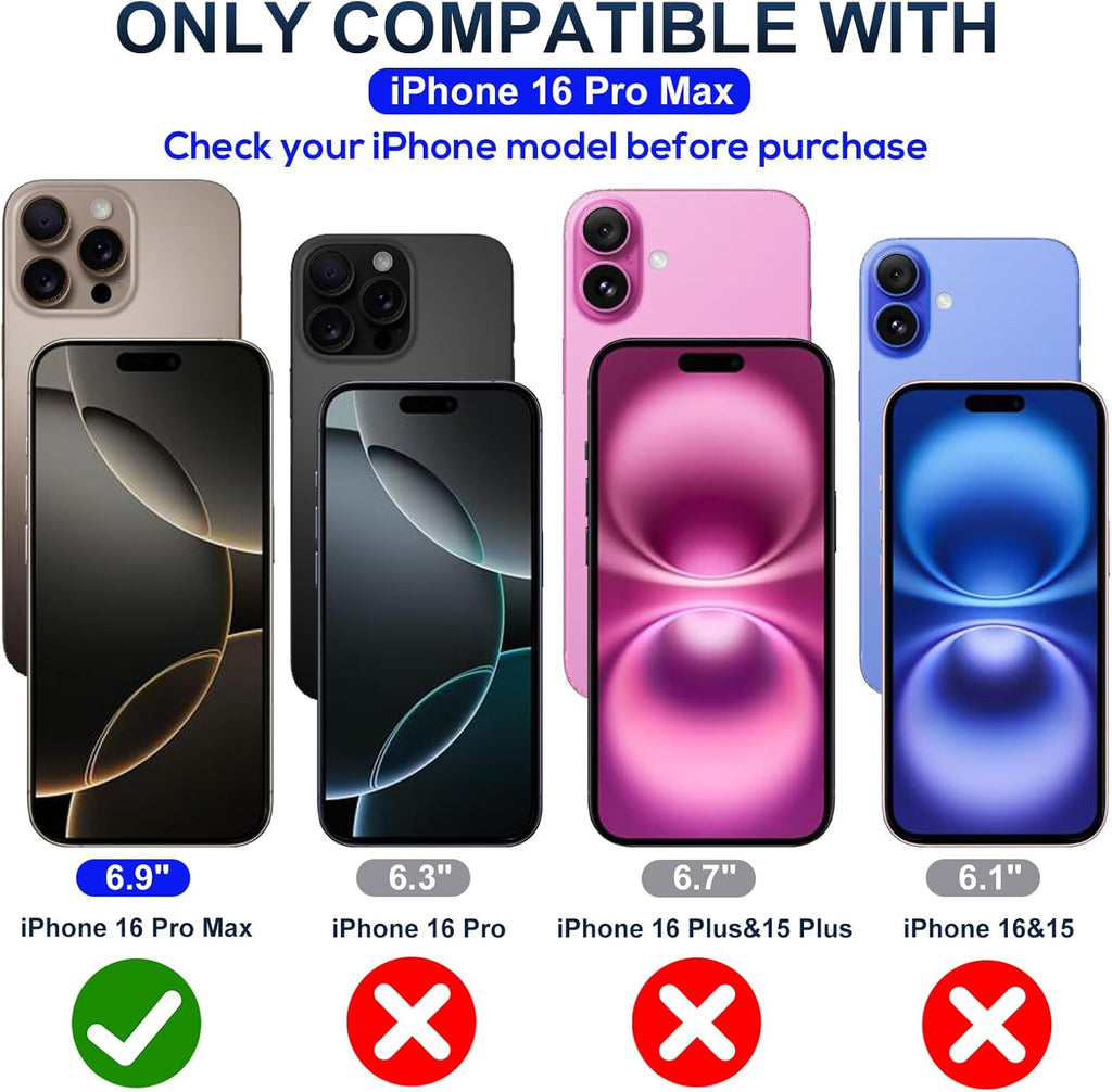 Screen Protector for iPhone 16 Pro Max Blue Light Block,Military-Grade Shatterproof HD Tempered Glass with Easy Installation Tray,Touch Sensitive, 9H Hardness, Anti-Scratch,2 Pack