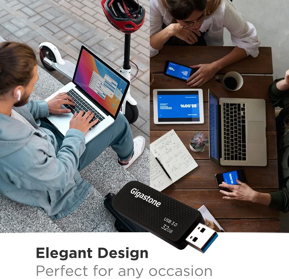 GIGASTONE 32GB Flash Drive (5 Pack) Z30 USB 3.2 Gen 1, 80MB/s Ultra Fast, Keychain Loop, Carbon Fiber Style, Push-Pull Design, Data Storage, Backup for PC/Mac/TV/Car, USB 2.0/3.0/3.1 Compatible