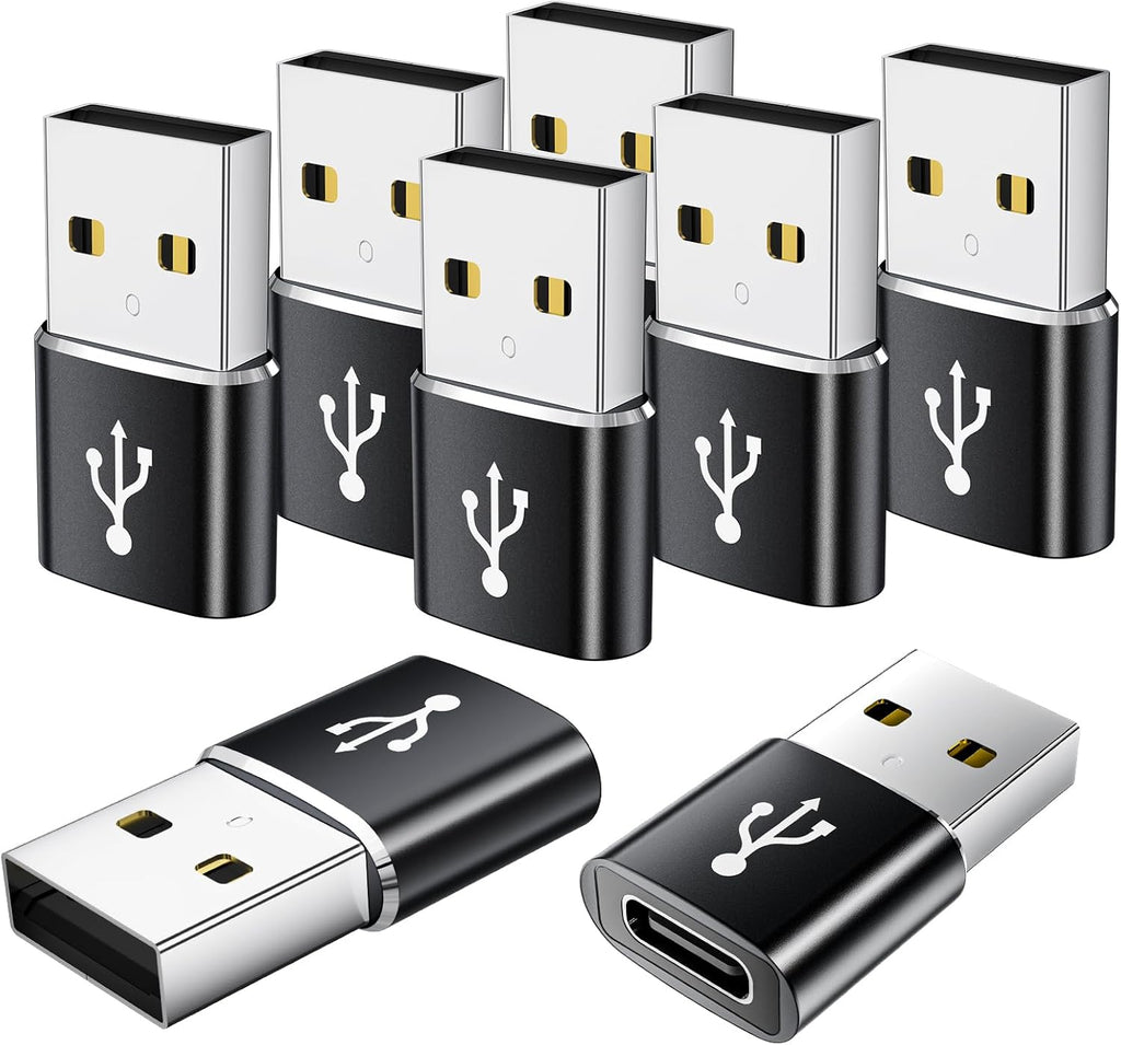 USB to USB C Adapter 8 Pack,USB to Type C Adapter,USBA Charger Type-C Fast Charging Cable Converter,USBC Adapters for iPhone 15 14 13,iWatch,iPad,Phones,Black