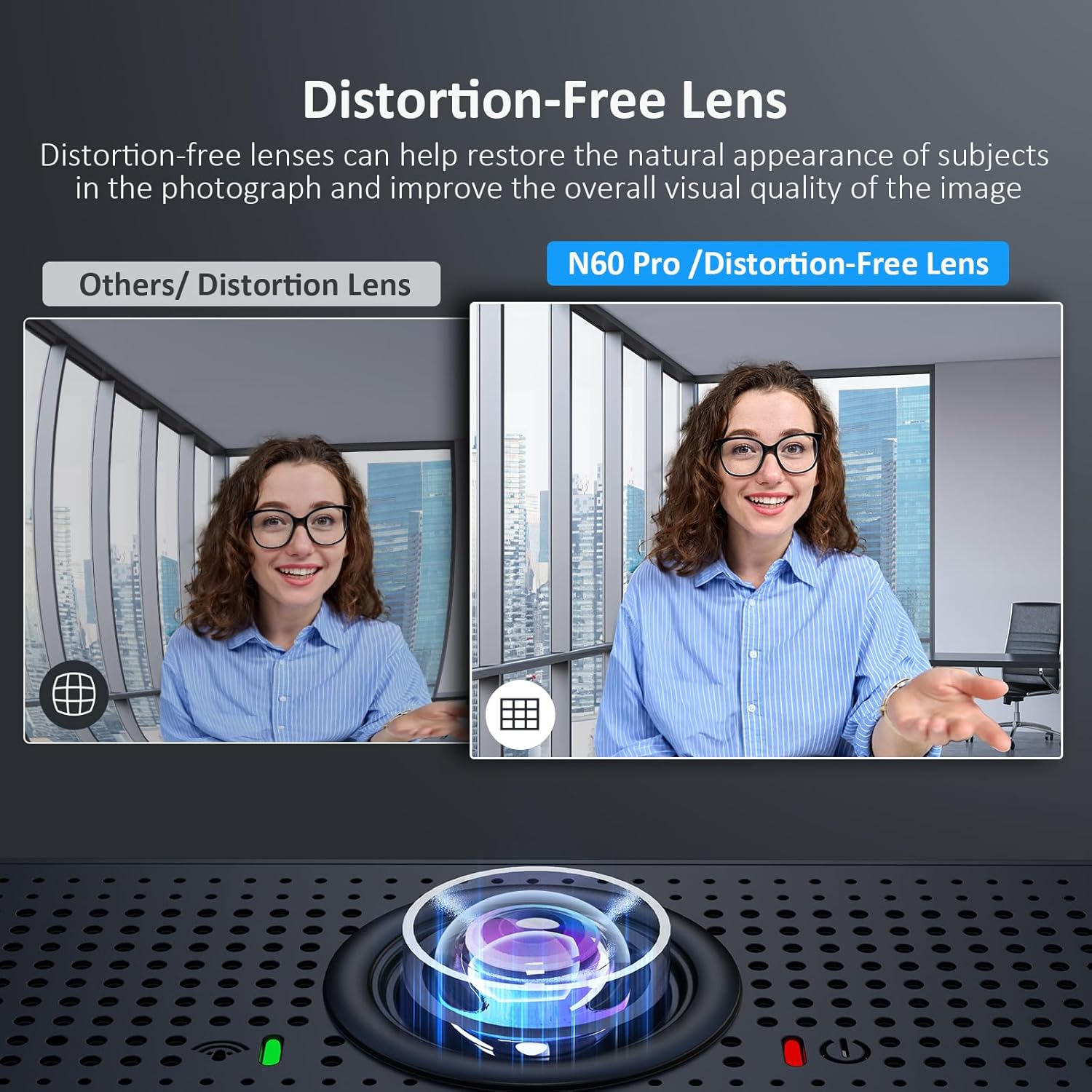 NexiGo N60 Pro (Gen 2) 1080P Webcam with Distortion-Free Lens, USB A to Type-C Data Cable, Noise Reduction Mic & Privacy Cover, for Zoom/Skype/Teams/Webex, Laptop MAC PC Desktop