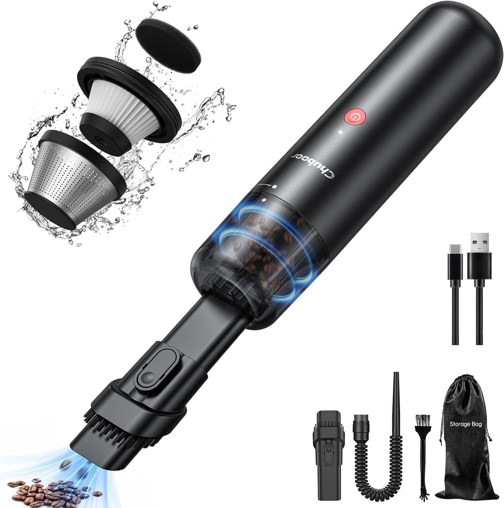 Chuboor Mini Vacuum, Powerful Cordless Rechargeable Hand Held Vacuum for Dust, Sand, Crumbs - Ultra-Light Portable for Home, Car - Black