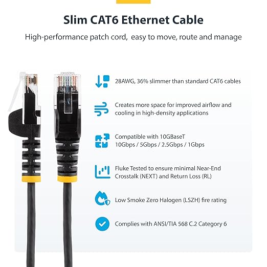 StarTech.com 10ft Green Slim CAT6 Ethernet Cable, Snagless RJ45, 28AWG Pure - Image 2