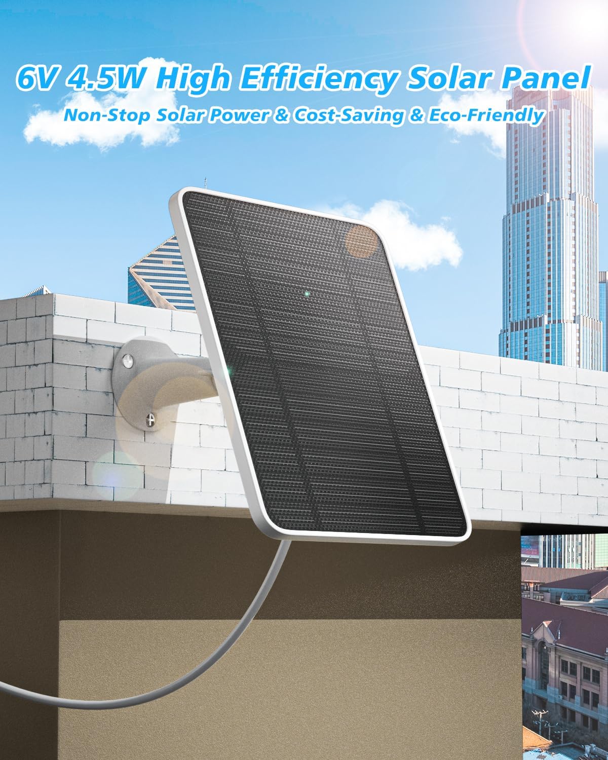 Solar Panel Charger Compatible with Ultra/Ultra 2/Pro 3/Pro 4/Pro 3 Floodlight Security Camera, 5V 4W Solar Panels Charging IP65 Weatherproof w/ 9.8ft Charging Cable Adjustable Wall Mount, 3 Pack