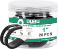 20pcs 1 Inch Stainless Steel Cable Clamps, Rubber Coated, Black