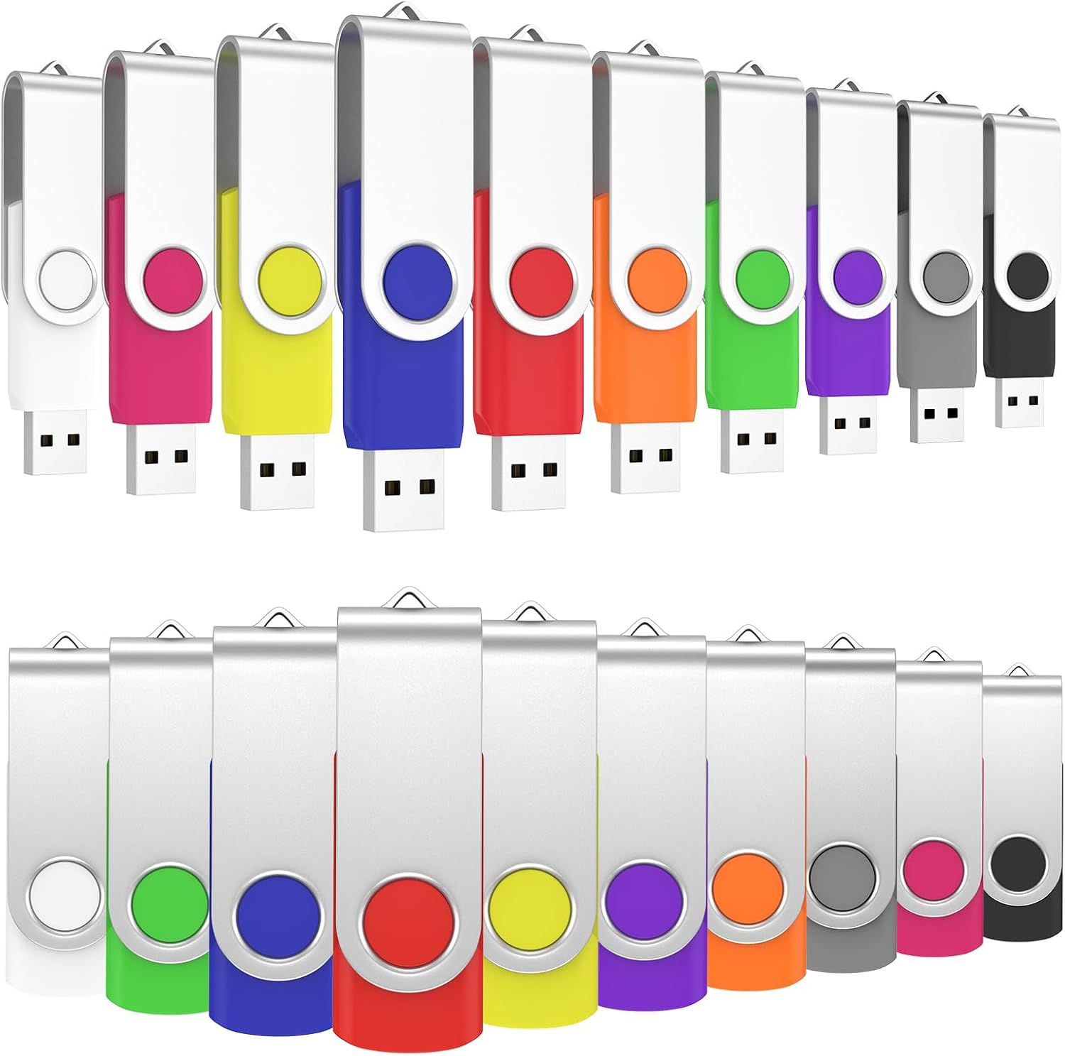 ABLAZE 8GB Flash Drives 500 Pack, USB 2.0 Thumb Drives Bulk Swivel Memory Stick Bulk USB 500 Pack Pendrives 8GB (Mixcolors)
