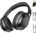 Riibox Y7Pro Hybrid Active Noise Cancelling Headphones, LDAC Hi-Res Audio, 75H Playtime, Deep Bass, Comfort Fit & Foldable Wireless Over-Ear Bluetooth Headphones for Home Office Travel – Black