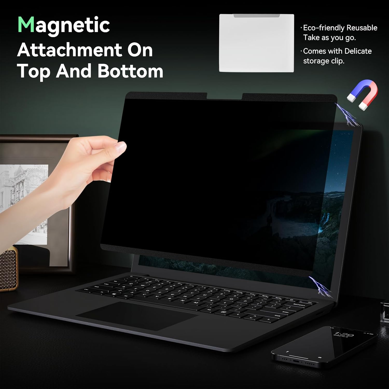 Magnetic 15 Inch Surface Laptop 5 Privacy Screen for Microsoft Surface Laptop 5/4/3/2/1, Removable Anti-Spy Filter Black Security Film, Anti Blue Light Filter Reusable Shield, Matte Bubble Free Guard