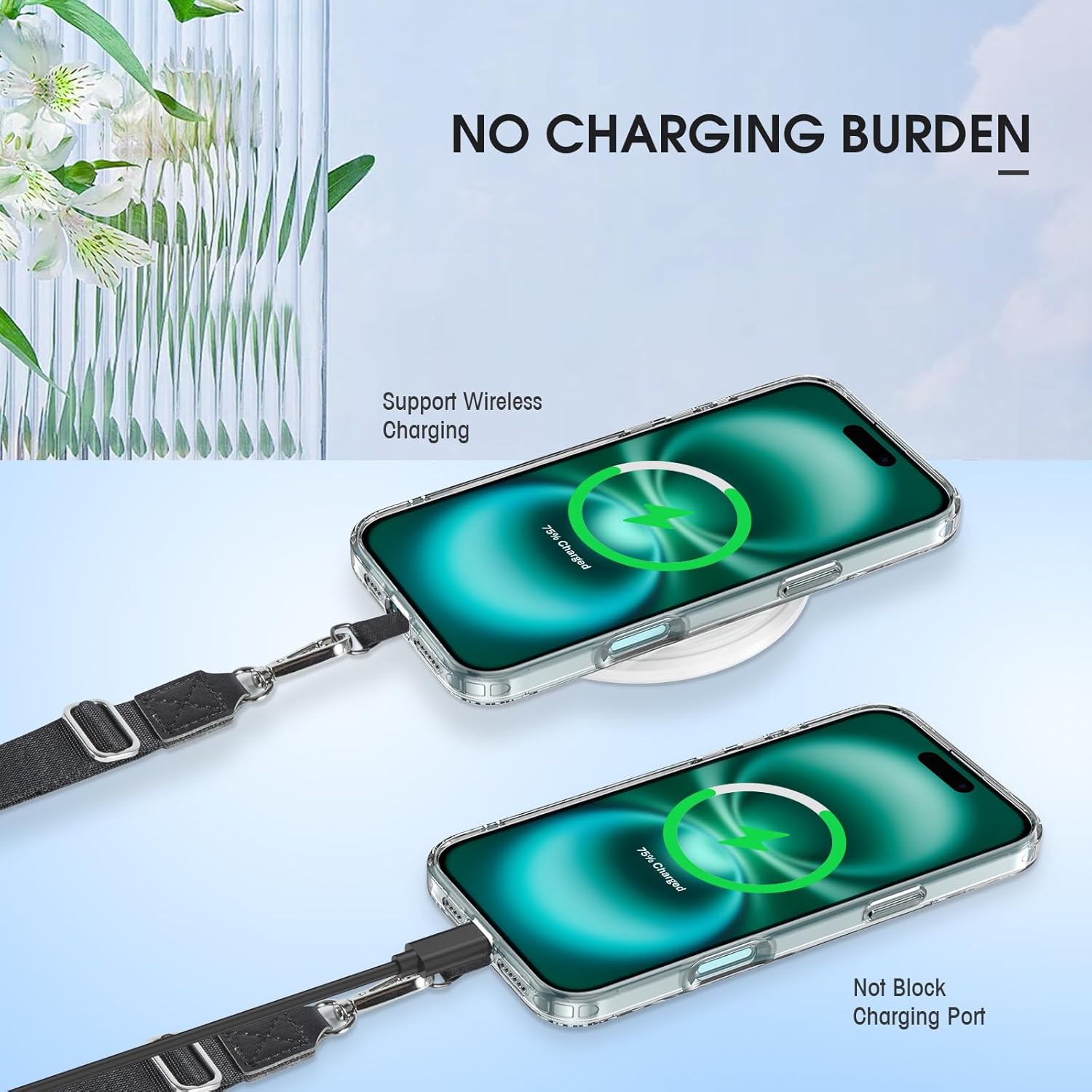 Phone Lanyard 2 Pack, Adjustable Cell Phone Multifuctional Patch Lanyards,Compatible with Most Smartphones and Wallets Keys ID Badges Travel Essentials(Black+Gray) (Lanyard Letter Sign T)