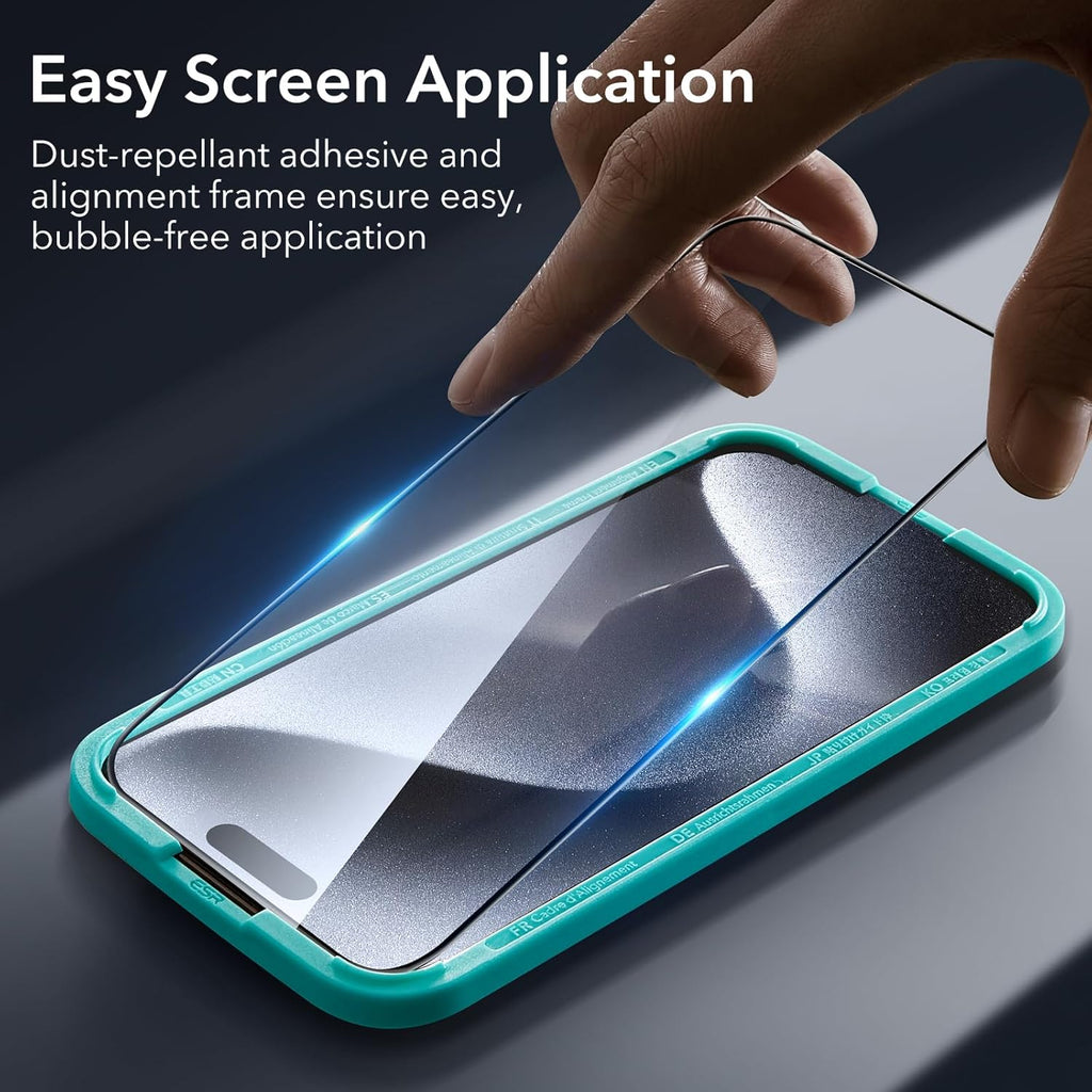 ESR 3+1 Pack for iPhone 15 Pro Max Screen Protector, 3 Black Edge Tempered-Glass Film and 1 Set Camera Lens Protector, 2.5D Curved Edges, Full-Coverage Military-Grade Protection, Scratch Resistant