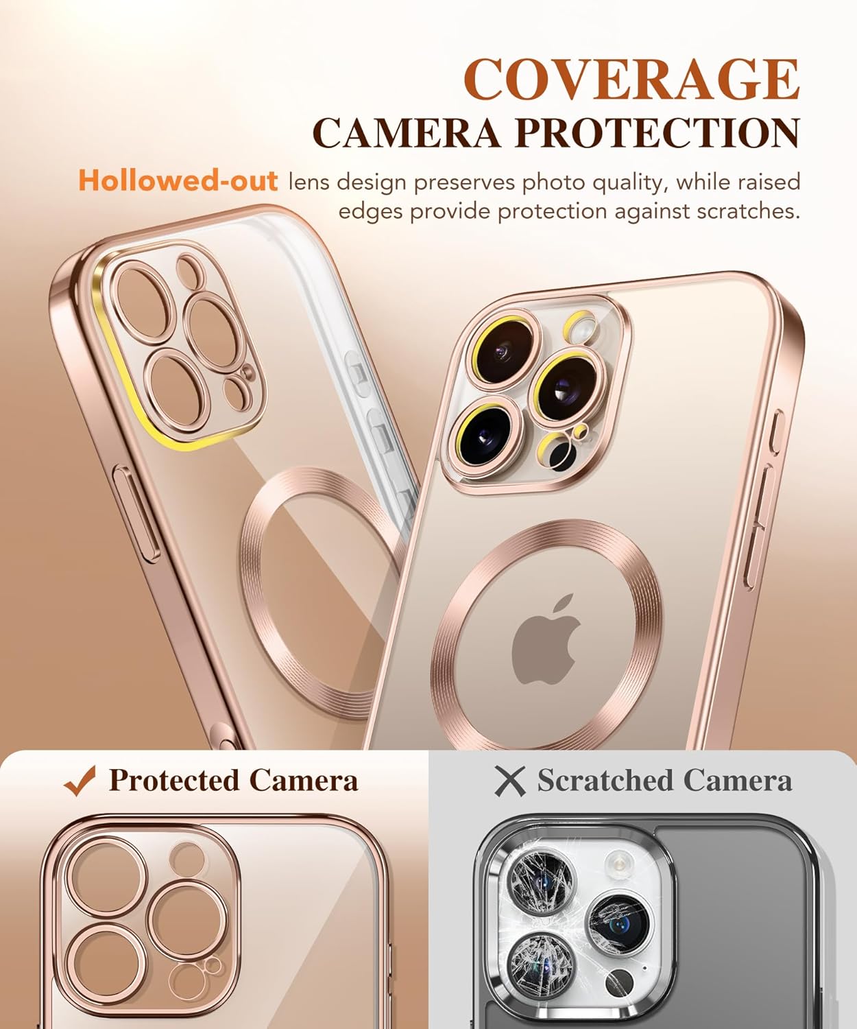 BERFY Magnetic for iPhone 16 Pro Case, Compatible with Magsafe, Built-in 9H Tempered Glass Screen Protector & Upgraded Camera Protection, Full-Body Plating Phone Case for 16 Pro 6.3", Desert Gold