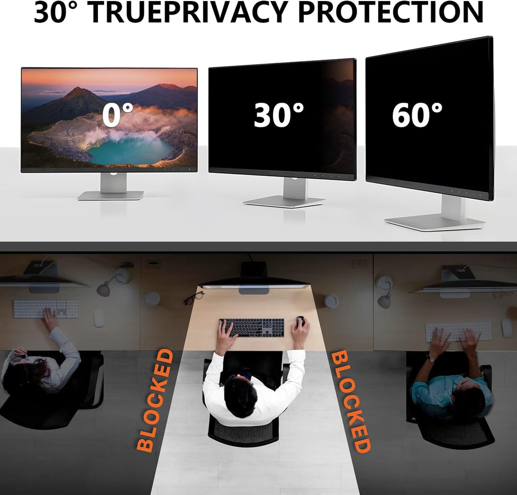 【2-Pack】 24 Inch Computer Privacy Screen for 16:9 Monitors with Anti-Spy Anti-Glare Filter, Blue Light Blocking & Eye Protection, Removable Anti-Scratch HD Clarity Screen Protector