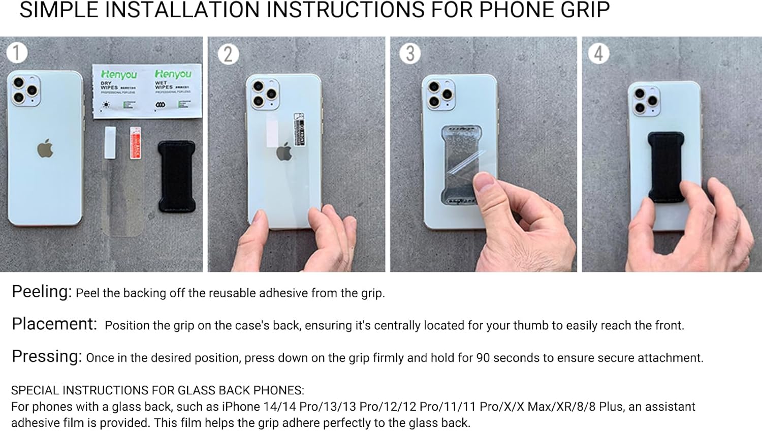 Phone Grip Holder for Hand, Universal Finger Strap Phone Holder, Finger Selfie Grip Compatible with Most Smartphones (Purple) - 2Pack