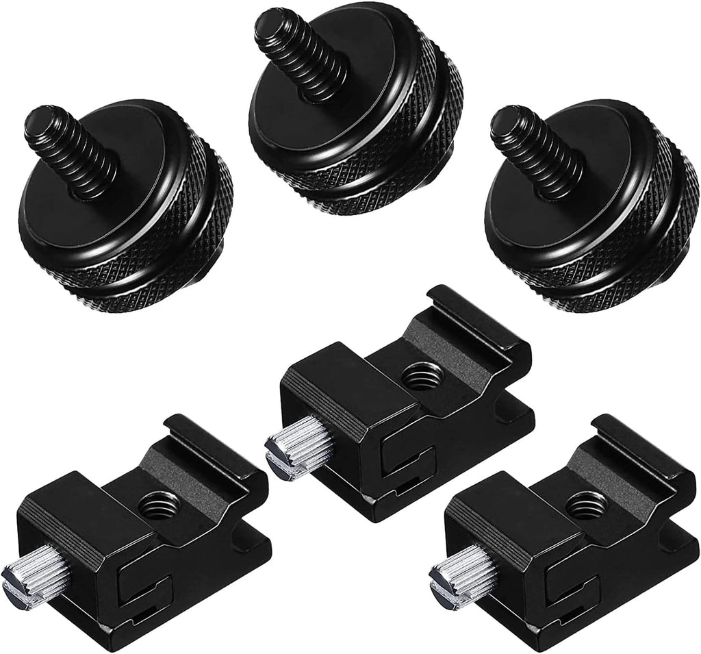 SLOW DOLPHIN 6 Pieces 1/4 Inch Hot Shoe Mount Adapter and 1/4"-20 Screw Thread Cold Shoe Flash Stand Adapter for DSLR Camera Rig, Camera Flash Shoe Mounts for Tripod