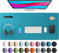 Aothia Leather Desk Pad Protector, Mouse Pad, Office Desk Mat, Non-Slip PU Leather Desk Blotter, Laptop Desk Pad, Waterproof Desk Writing Pad for Office and Home (Turquoise,36" x 17")