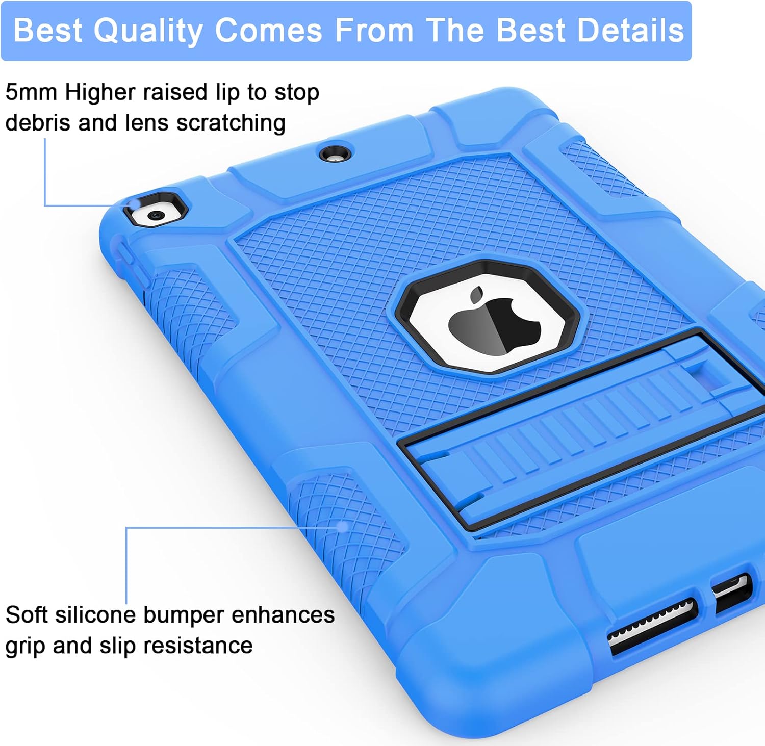 Rantice iPad 9th Generation Case, iPad 8th Generation Case, iPad 7th Generation Case, Hybrid Shockproof Rugged Drop Protection Cover with Kickstand for iPad 10.2'' (Blue+Black)