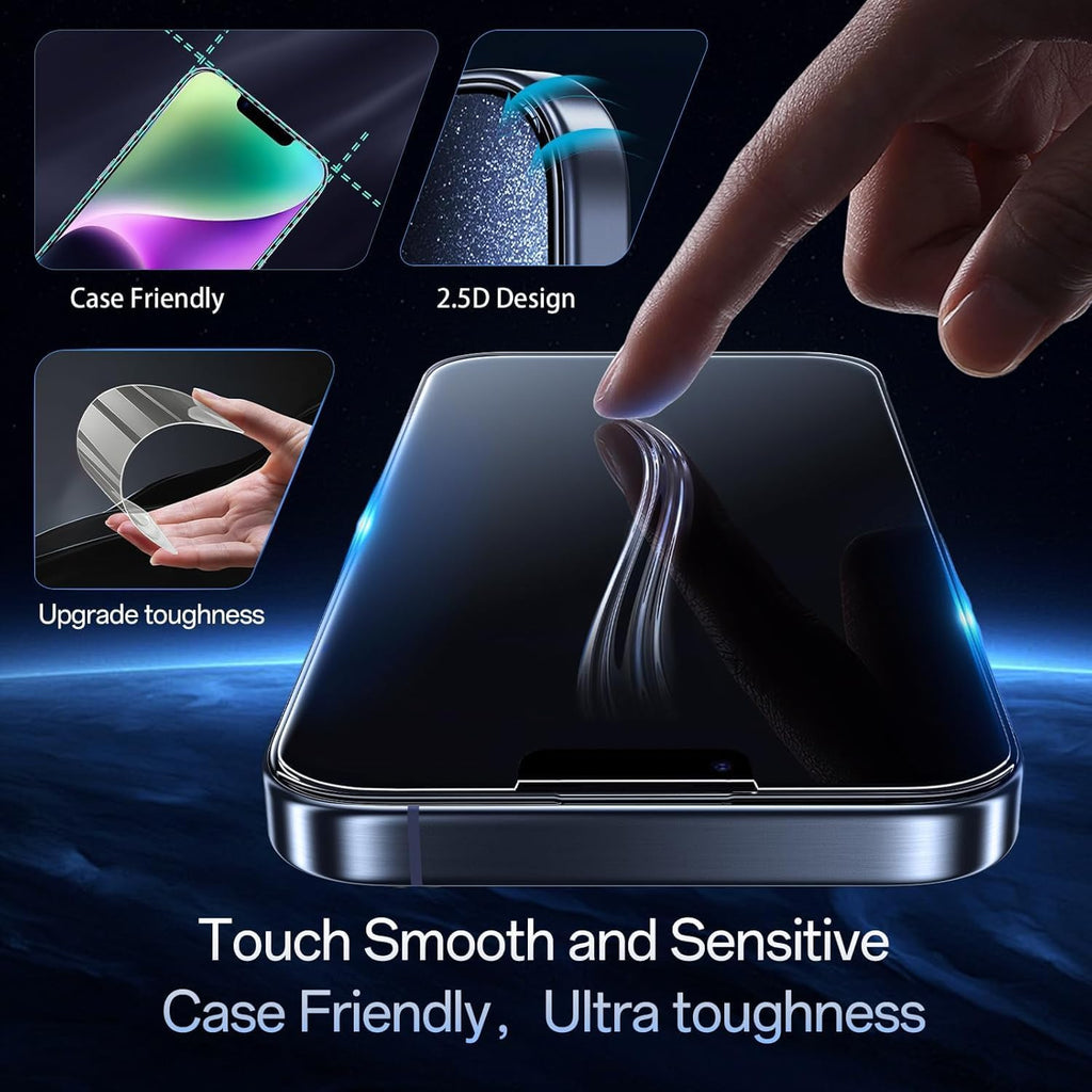 Screen Protector for iPhone 16e /13/13 Pro /14 [6.1 Inch], Colorless Anti-Blue Light Tempered Glass Films, HD Clear, 9H Hardness, No Bubbles, Case Friendly 2 pcs