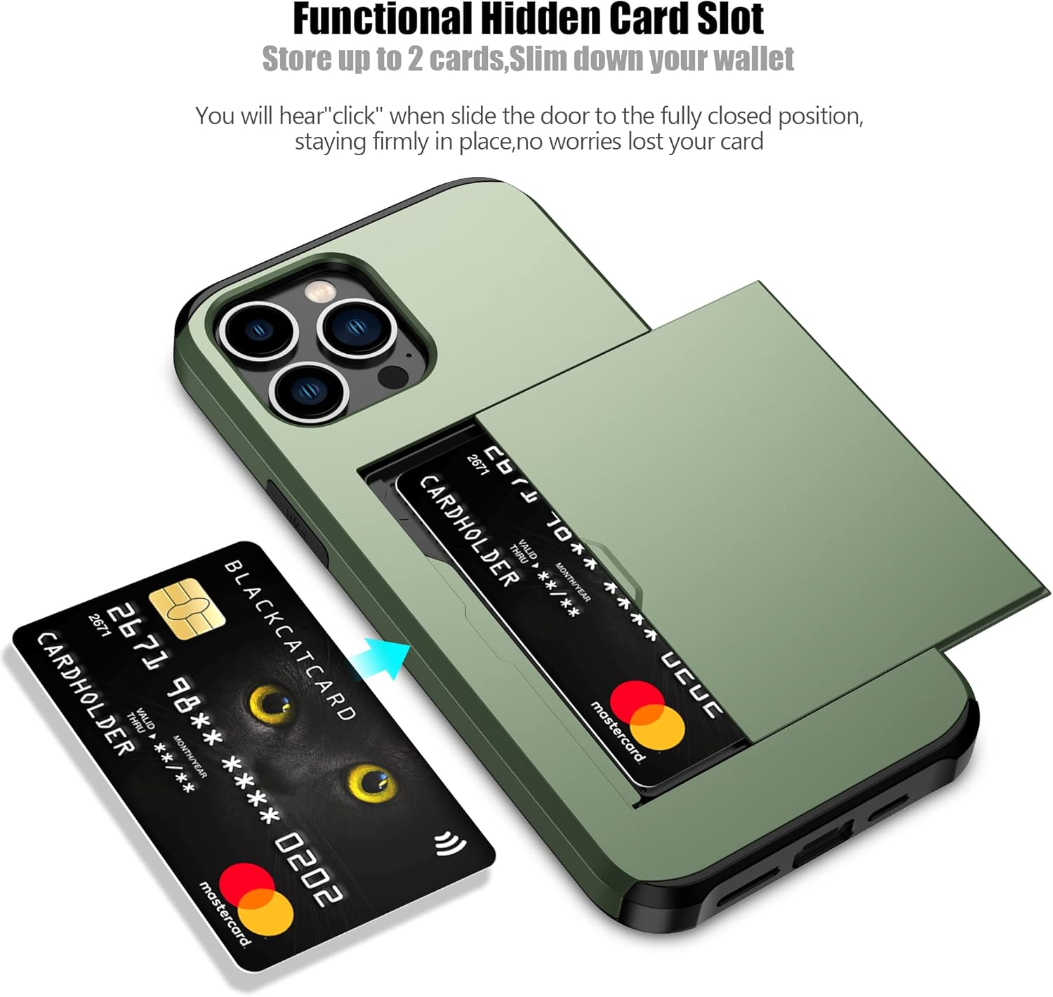 Nvollnoe for iPhone 12 Pro Max Case with Card Holder Heavy Duty Protective Dual Layer Shockproof Hidden Card Slot Slim Wallet Case for iPhone 12 Pro Max for Men&Women(Green)