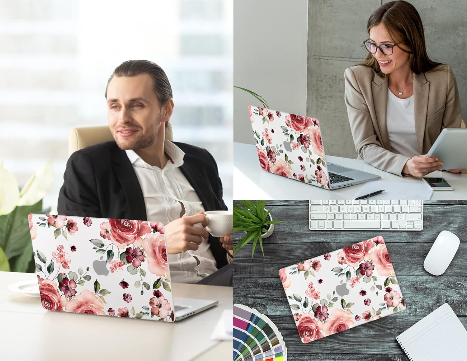 CISSOOK Matte Frosted Floral Hard Shell Case for MacBook Pro 14 Inch 2024 2023 2021 Release Model M4 A3112 A3185 A3401 M3 A2992 A2918 M2 A2779 A2442 M1 Pro/Max, Case for MacBook Pro 14" with Touch ID