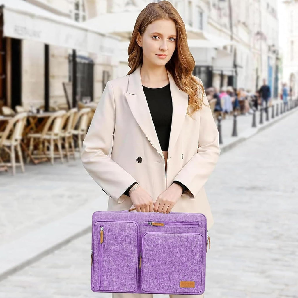 MOSISO 360 Protective Laptop Case 13.3 inch, 13-13.3 inch Laptop Sleeve Compatible with MacBook Air/Pro 13 / Pro 14,HP Dell Acer ASUS,Side Open Carrying Case with 4 Zipper Pockets&Handle, Lilac