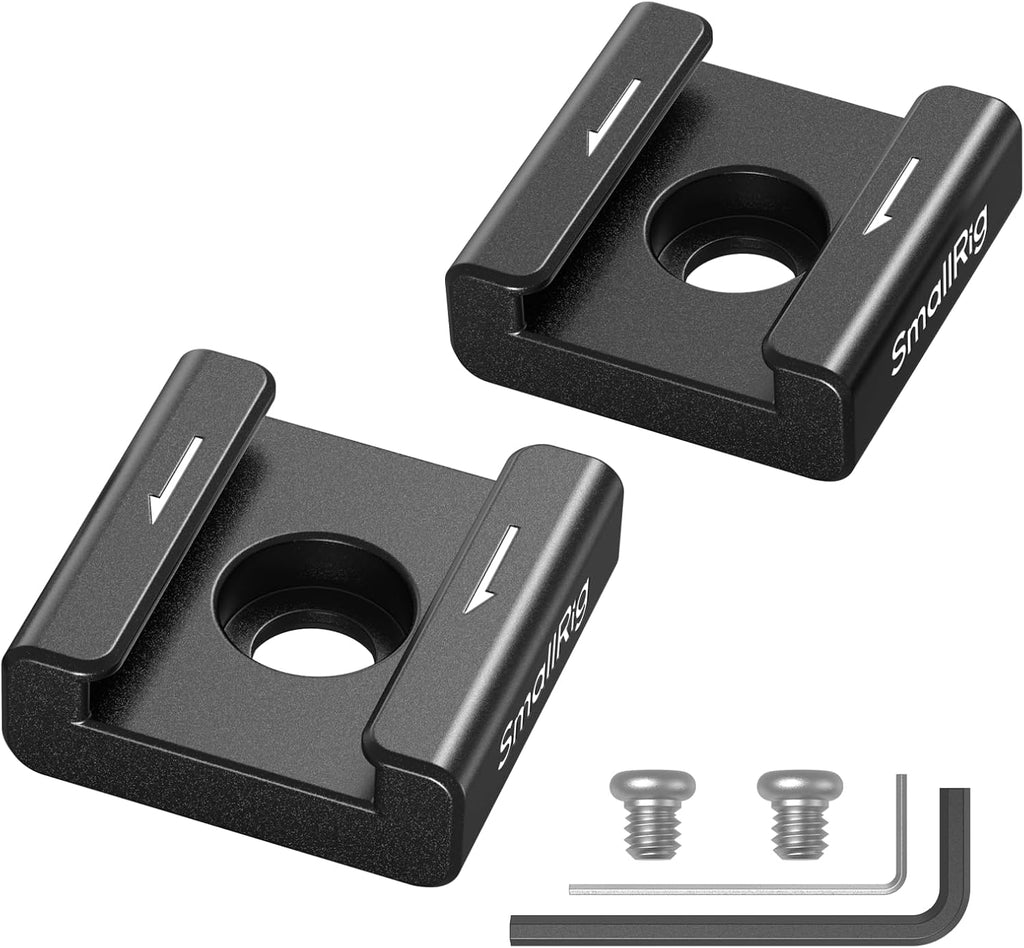 SmallRig Anti-Twist Cold Shoe Mount Adapter (2pcs) with 1/4"-20 Screws, for Flash LED Light Monitor Microphone, with Anti Twist Pins, Compatible with SmallRig Cage - 5032