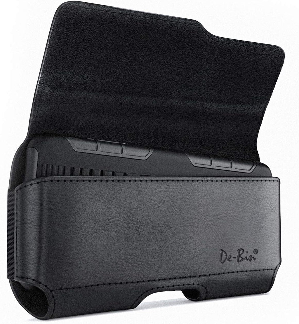 DeBin Case for Large iPhone Plus, Pro Max Cell Phones, Samsung Galaxy S24+ Plus 5G to S10+ Plus Smartphones – Cellphone Belt Holder Clip Holster Carry Pouch Man Women (Fits Phone with Case on) Black