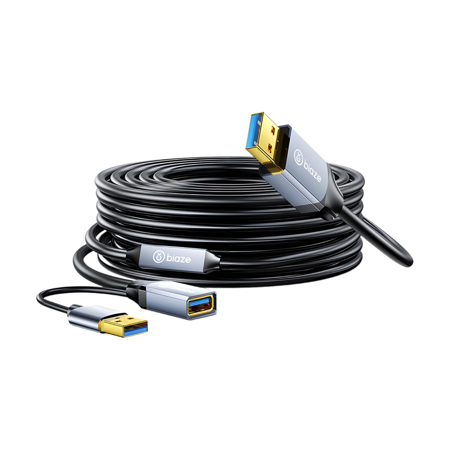 USB Extension Cable USB 3.0 Extension Cord Type A Male to Female Cord Nylon Braided High Data Transfer Compatible with USB Keyboard, Mouse, Flash Drive(50ft)