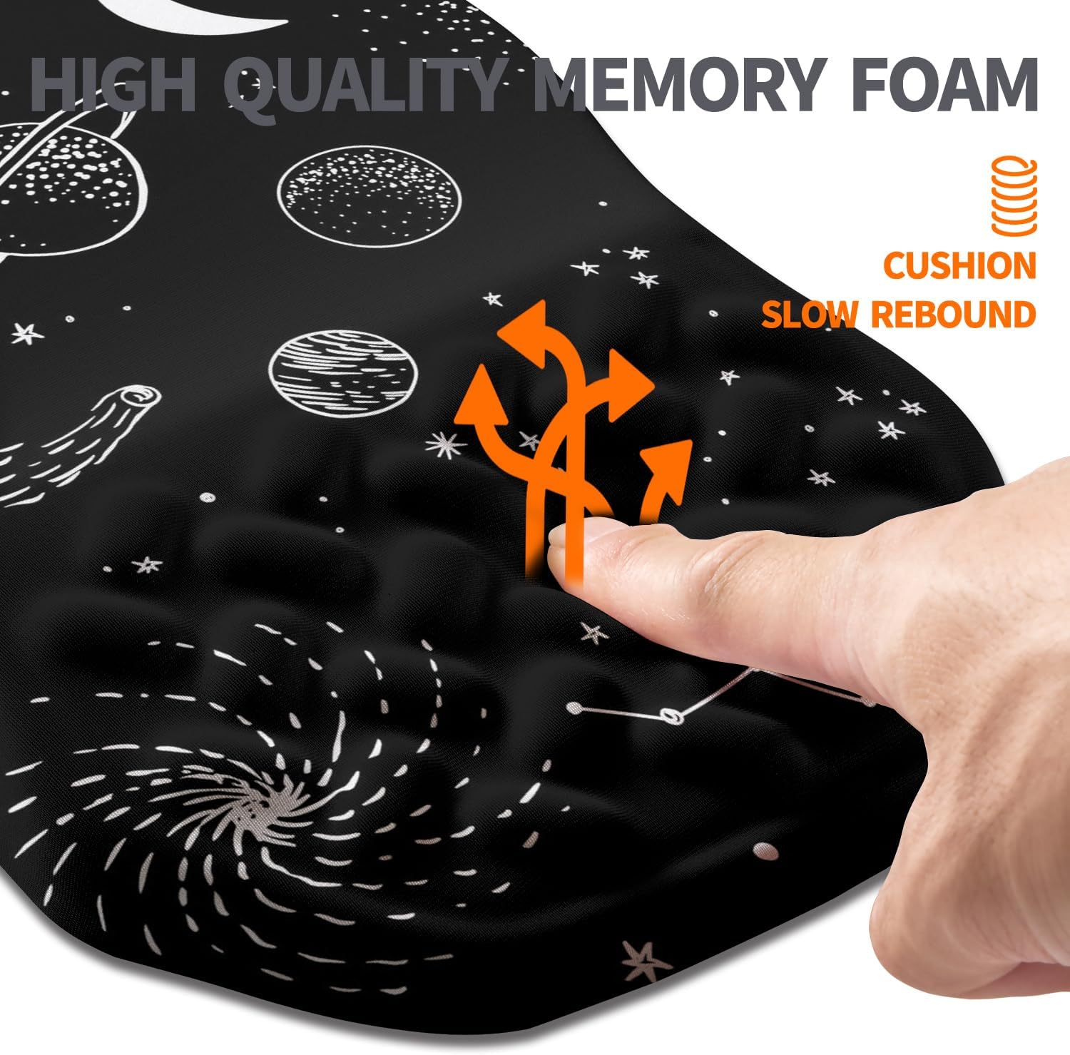 Ergonomic Slope Mouse Pad Wrist Support, Wrist Rest Mousepad for Carpal Tunnel Pain Relief with Massage Bulge and Slow Rebound Memory Foam (12x8 inch, Galactic System)