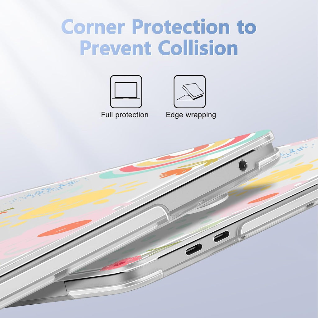 May Chen Case for MacBook Pro 13 inch M2 2023,2022,2021,2020 A2338 M1 A2251 A2289, Plastic Hard Shell Case for MacBook Pro 13" with Touch Bar Fits Touch ID, Rainbows Flowers