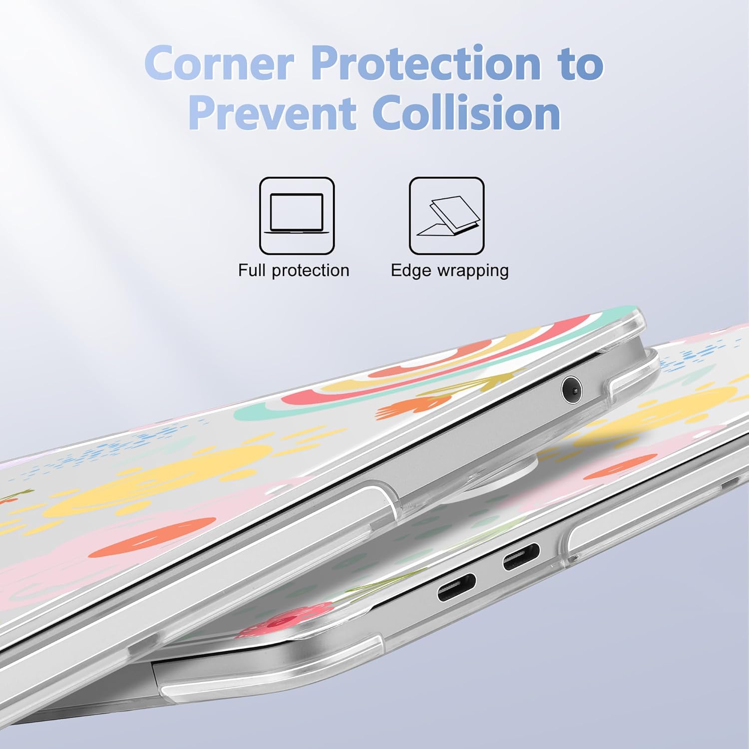 May Chen Case for MacBook Pro 13 inch M2 2023,2022,2021,2020 A2338 M1 A2251 A2289, Plastic Hard Shell Case for MacBook Pro 13" with Touch Bar Fits Touch ID, Rainbows Flowers