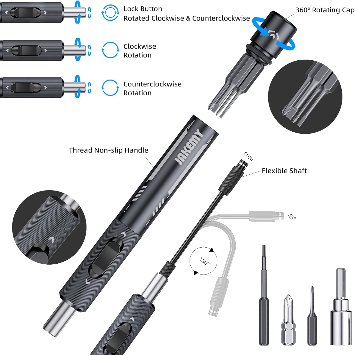 Metal Small Ratchet Screwdriver Set, JAKEMY Portable Ratcheting Screwdriver Kit with 90 Magnetic Bits and Opening Pry Tool for Laptop, Computer, MacBook, Phone, Watch, Console, Eye Glasses, DIY